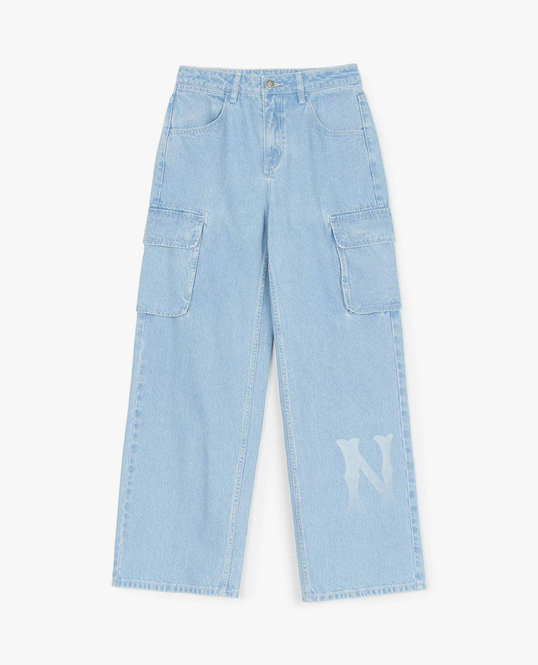 MLB - Quần jeans nữ ống rộng Basic Gradation Coopers Logo
