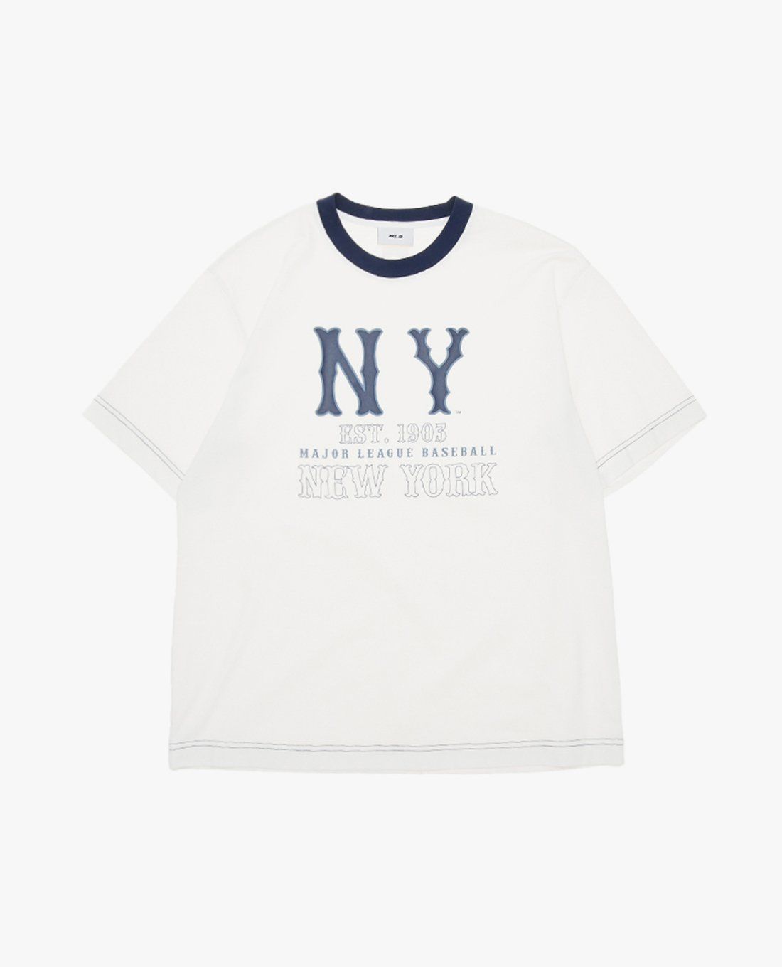 MLB - Áo thun unisex cổ tròn tay ngắn phối viền